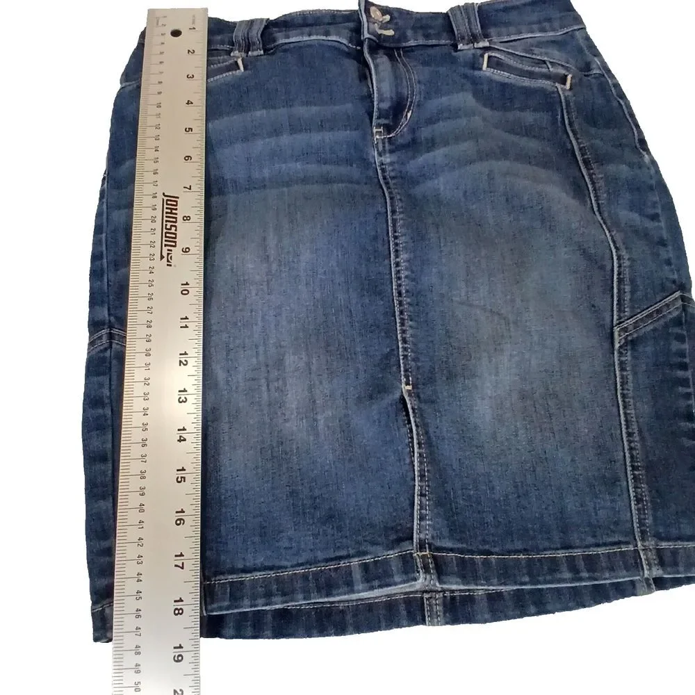 White House Black‎ Market Womens Blue Denim Skirt Size 4 32 Waist- Long 16